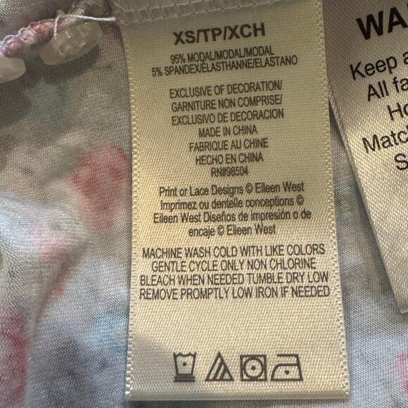 Eileen West Lace Trimmed Cap Sleeve Floral Midi Length Night Gown Size XS - Picture 8 of 8